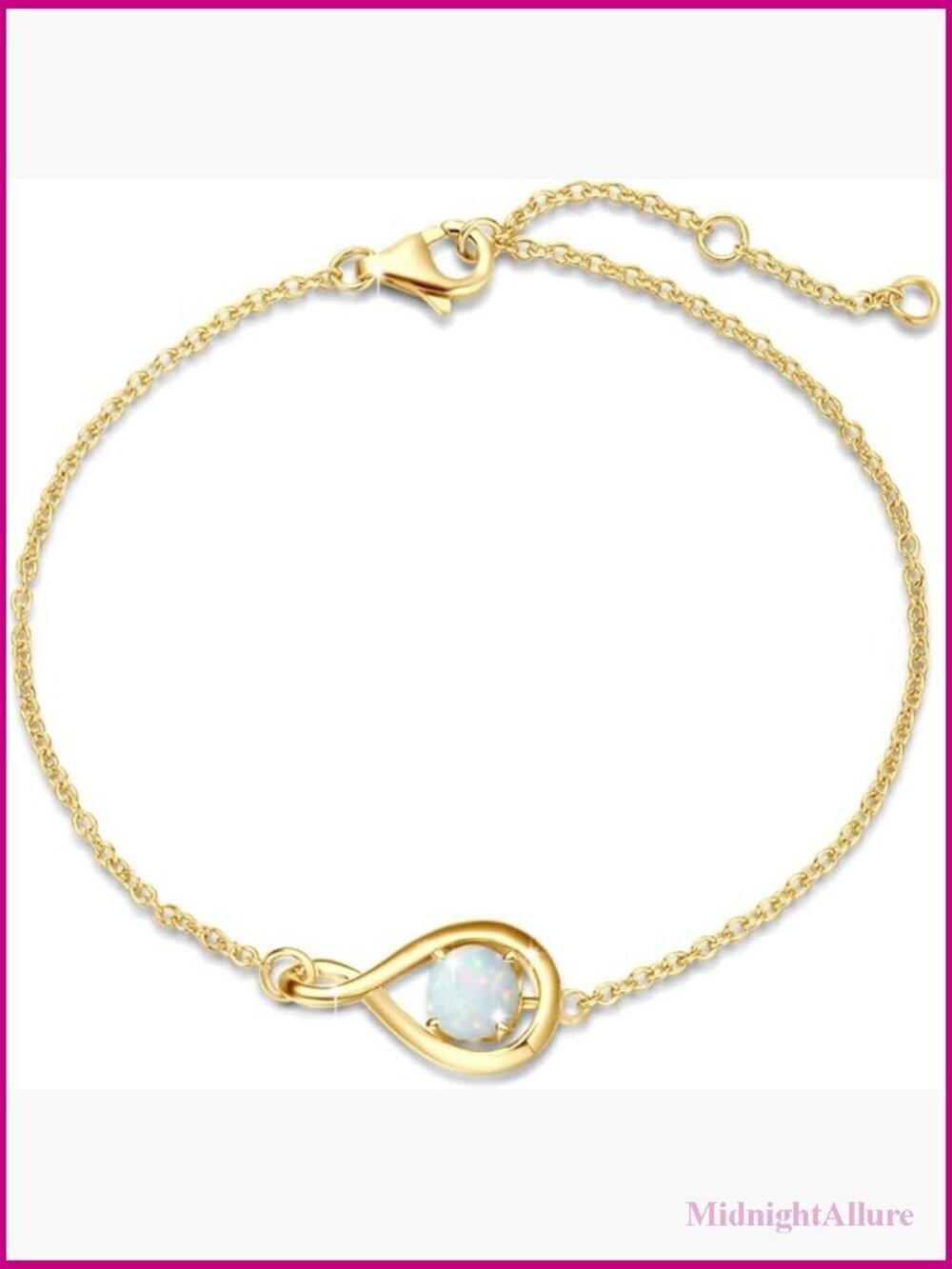 925 Sterling Silver Infinity Birthstone Bracelet Women Link Chain